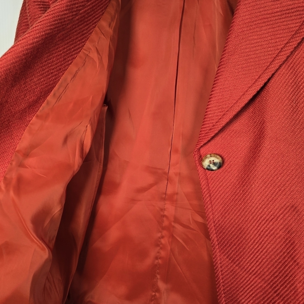 Talbots Womens Burnt Orange Wool Blend Textured Ribbed  Blazer Jacket Size 14 - Picture 7 of 13